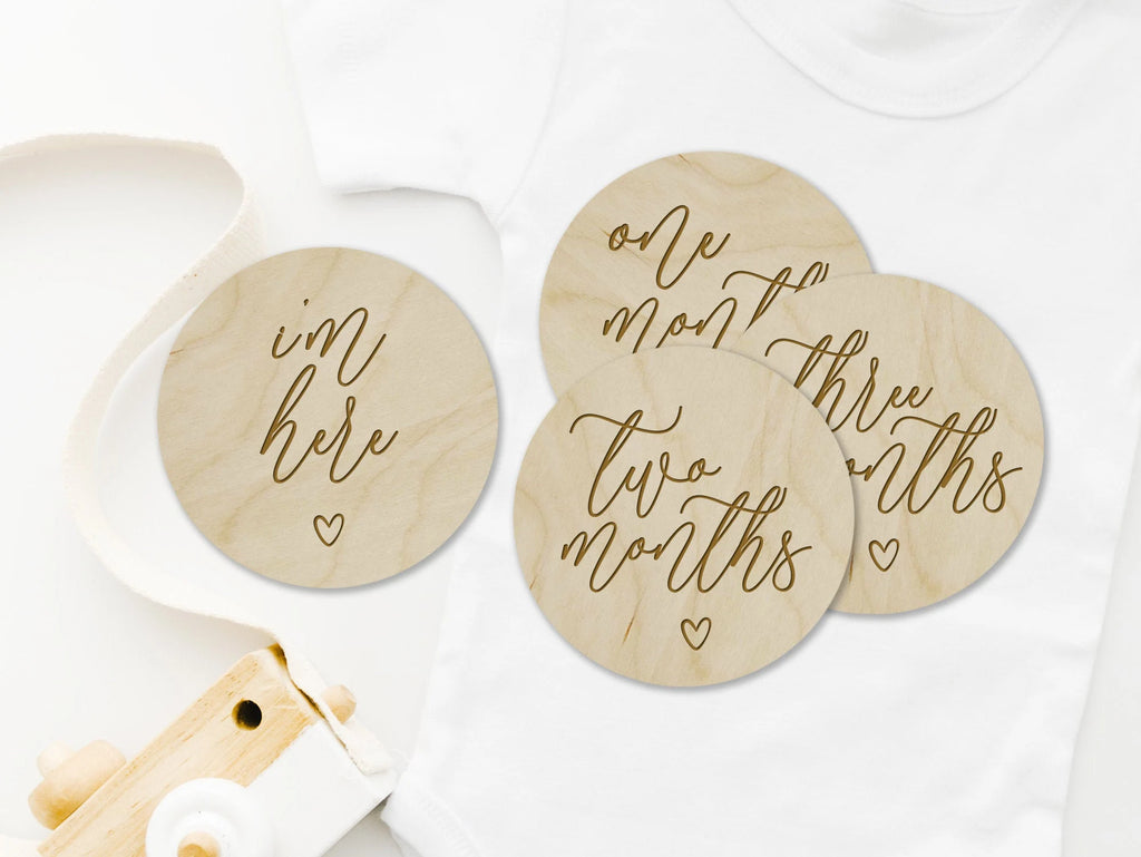 Elegant Script Wooden Baby Milestones