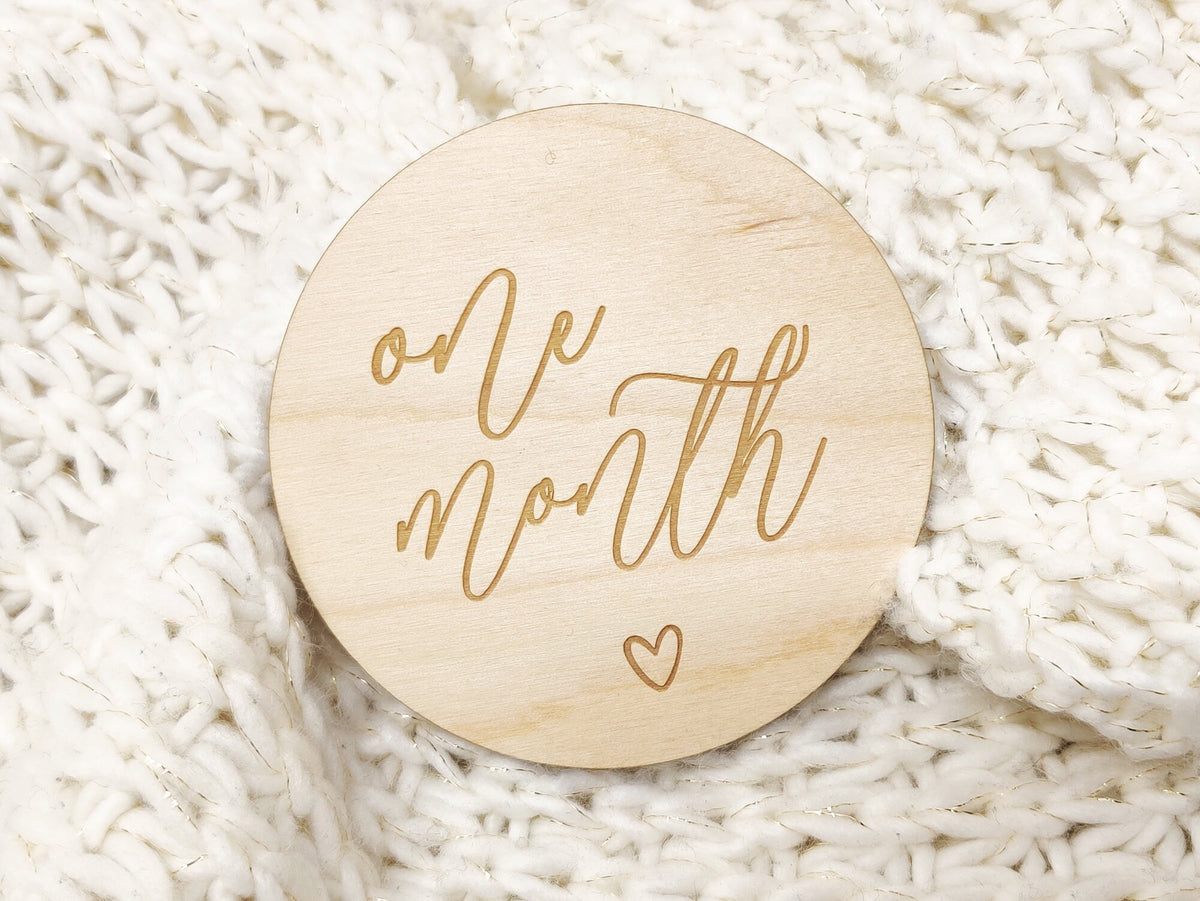Elegant Script Wooden Baby Milestones