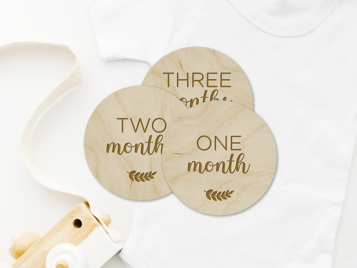 Simple Leaf Wooden Baby Milestones