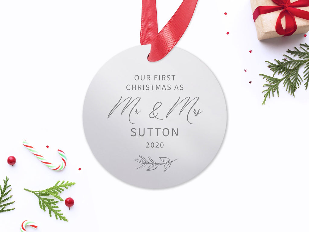 Custom Mr & Mrs Christmas Ornament