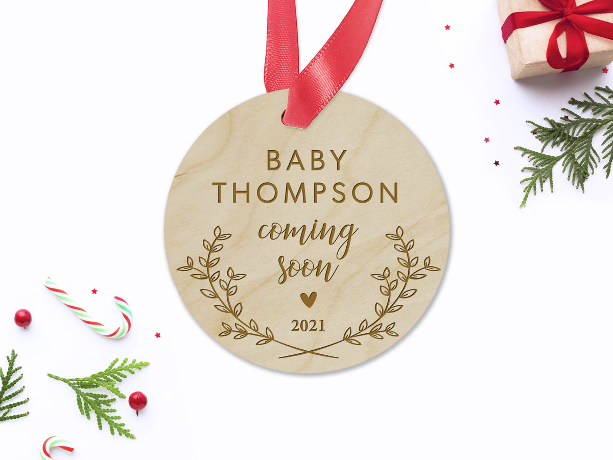 Custom Baby Coming Soon Christmas Ornament