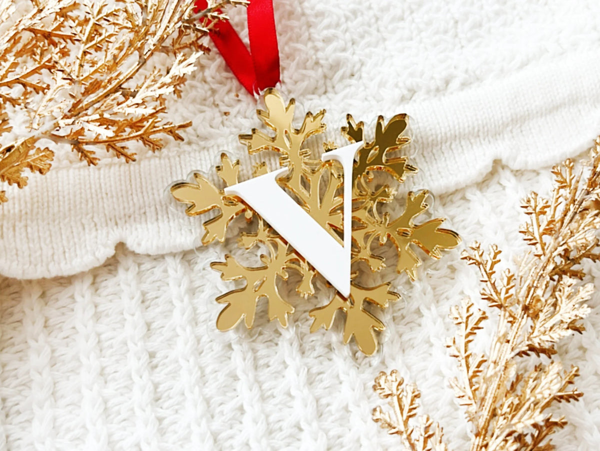 Triple Layered Letter Snowflake Custom Ornament
