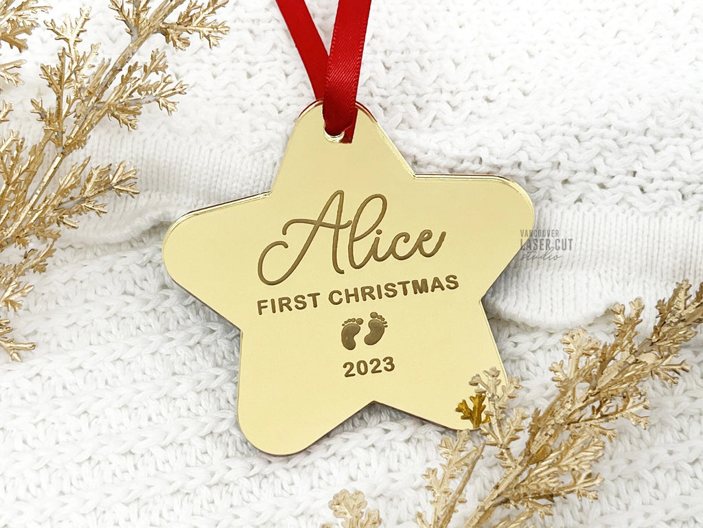 Custom Star Baby First Christmas Ornament