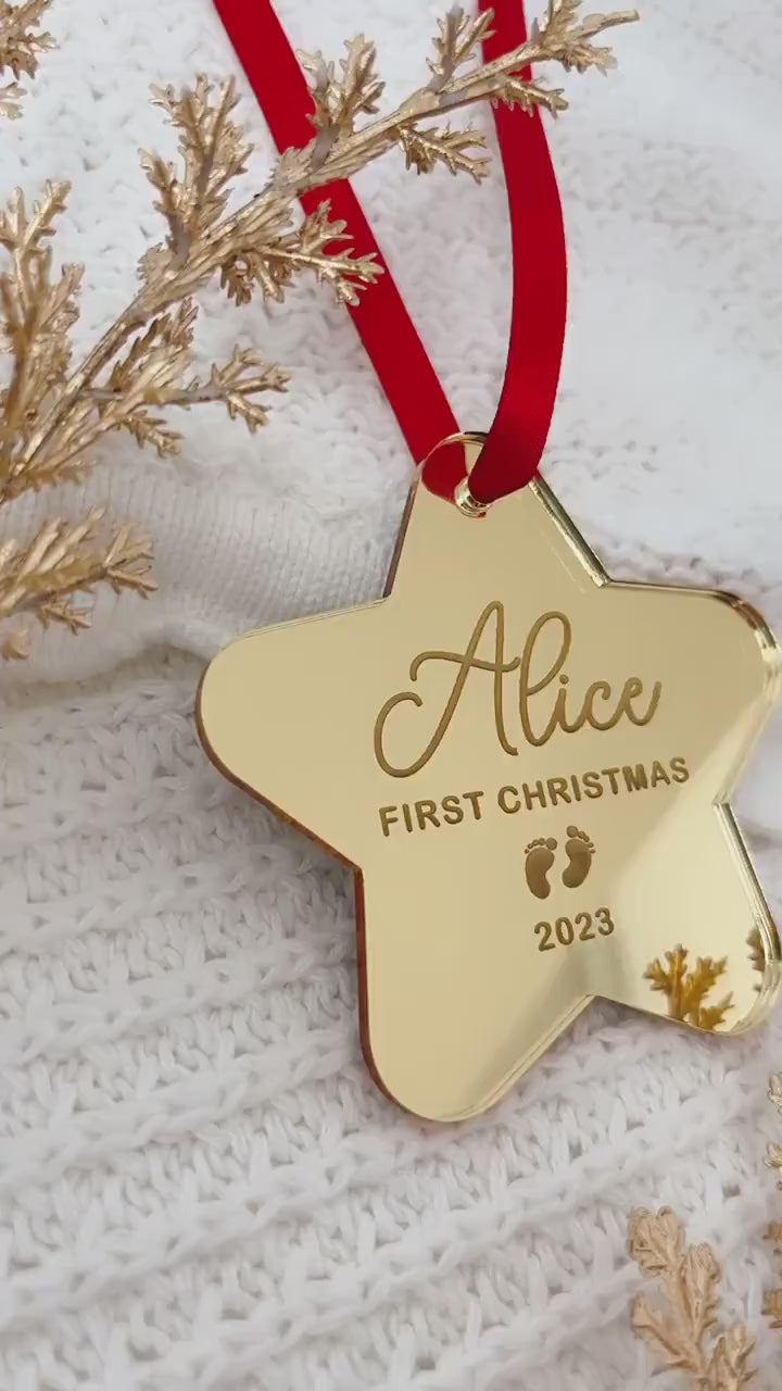 Custom Star Baby First Christmas Ornament
