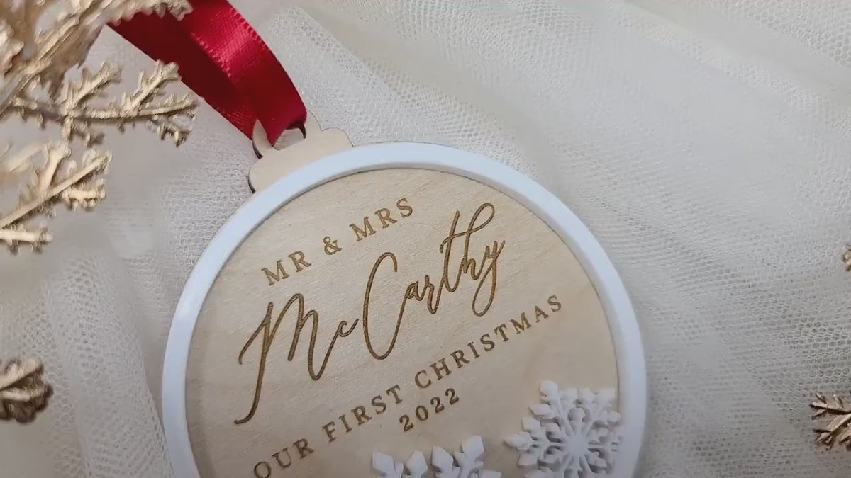 Mr and Mrs Custom Layered Snowflake Ornament